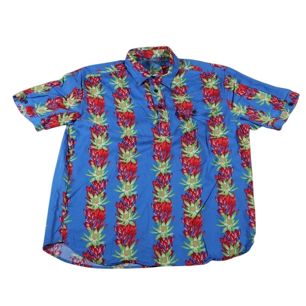 Cubavera Shirt Mens XL Floral Hawaiian Button Up Rayon Short Sleeve Summer Casua